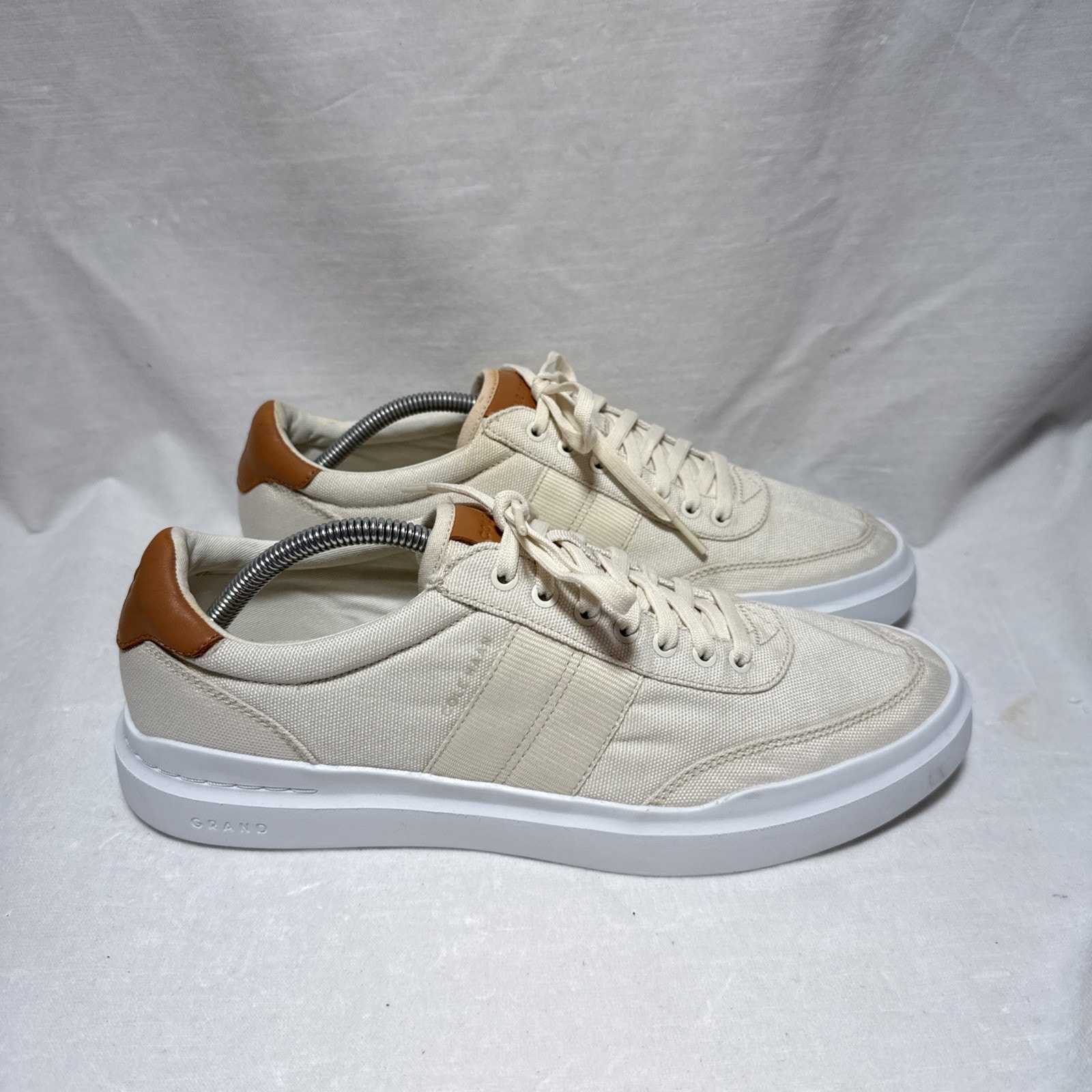 Cole Haan Gp Rally Canvas Ii Shoes Men Size 11 Ivory Beige White Lace Up Sneaker
